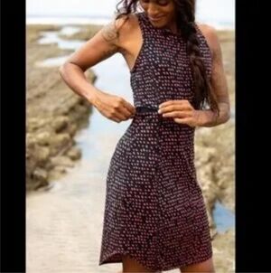 Title Nine Alpha Racerback Buttah Dress in Batik Dot Women’s Size XL Navy Orange